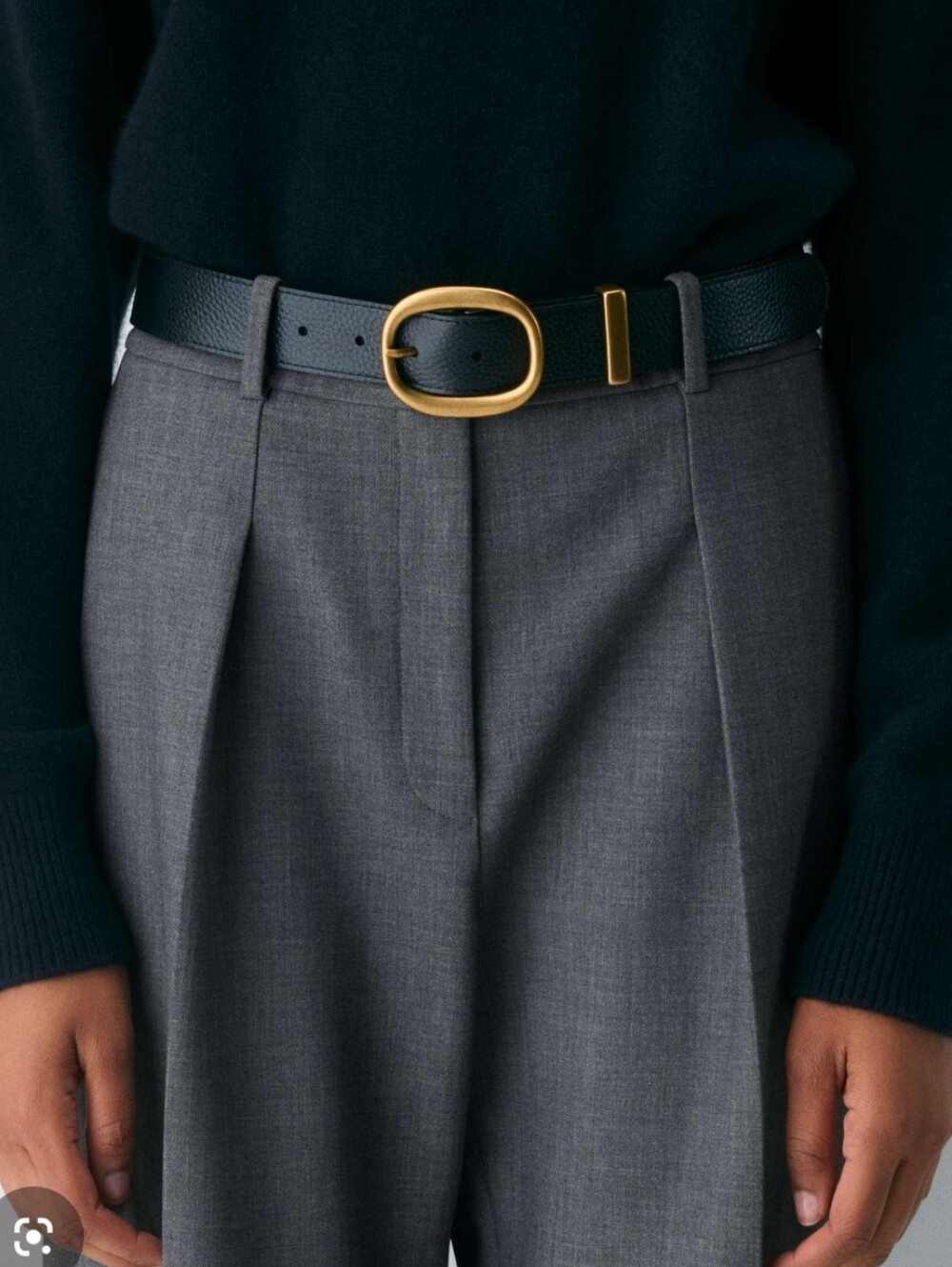 Auxiliary Black Belt with Gold Oval Buckle